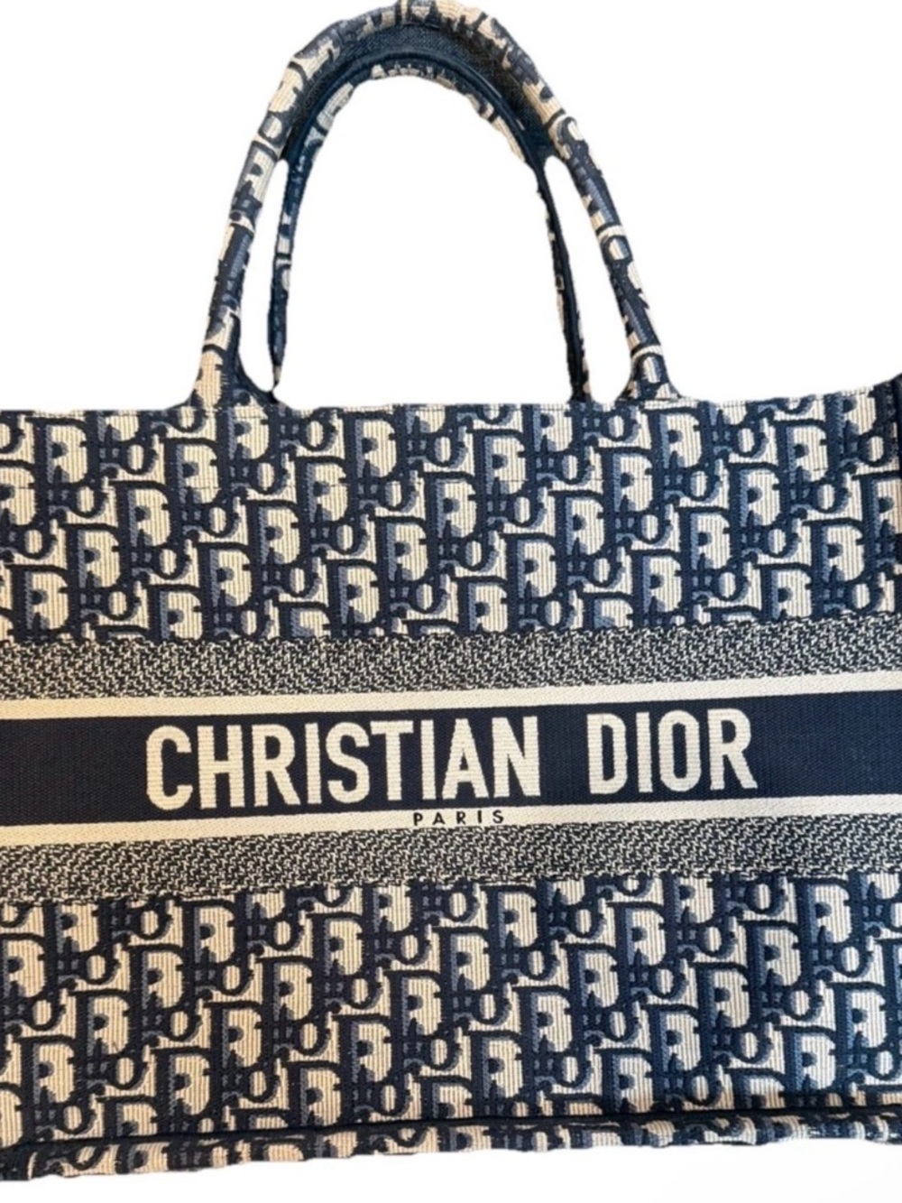 Christian Dior Navy & Cream Medium Book Tote with Dust Bag